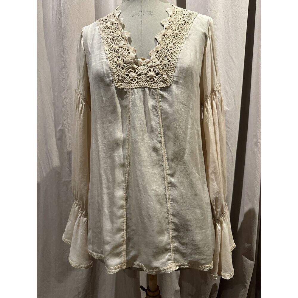 Vintage Ann Ferriday Stock Silk And Lace Fairy Boho Blouse W/ Tags M
